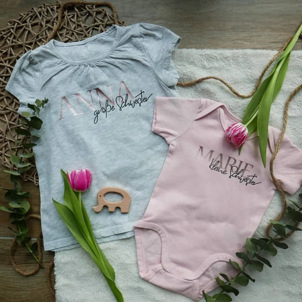 Geschwister-Shirts mit große Schwester und kleine Schwester