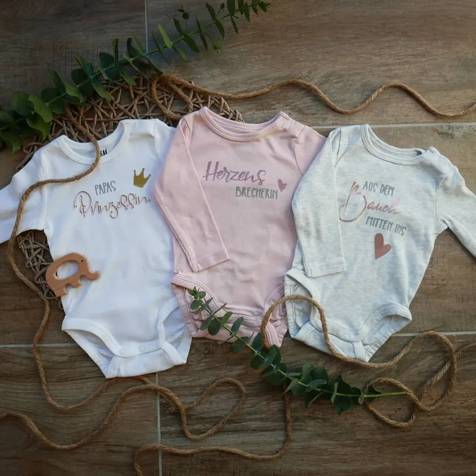 Drei Babybodys mit Sprüchen für Papas Prinzessin und Herzensbrecher