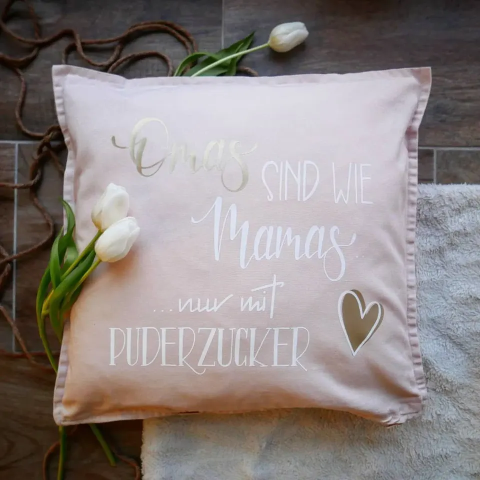 Rosa Polster mit Omas sind wie Mamas, nur mit Puderzucker