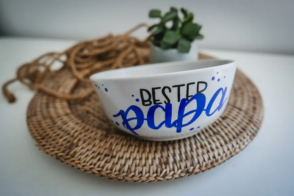 Müslischüssel mit der Aufschrift Bester Papa in Blau